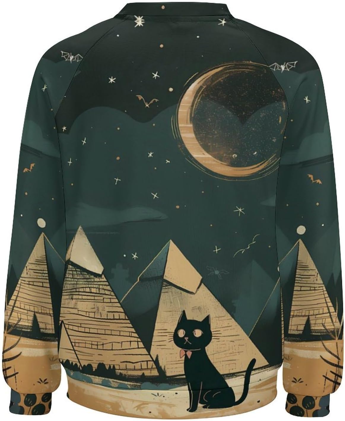 HOTYD Black Cat Sweatshirt for Women Oversized Crew Neck Casual Long Sleeve Novelty Graphic Pullover Tops Fashion Fall 2024 - Image 5