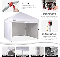 Vista 5 de CROWN SHADES 10X10 Comercial Instant Canopy Pop Up Tent with Center Lock (10x10 with 4 Sidewalls, White)