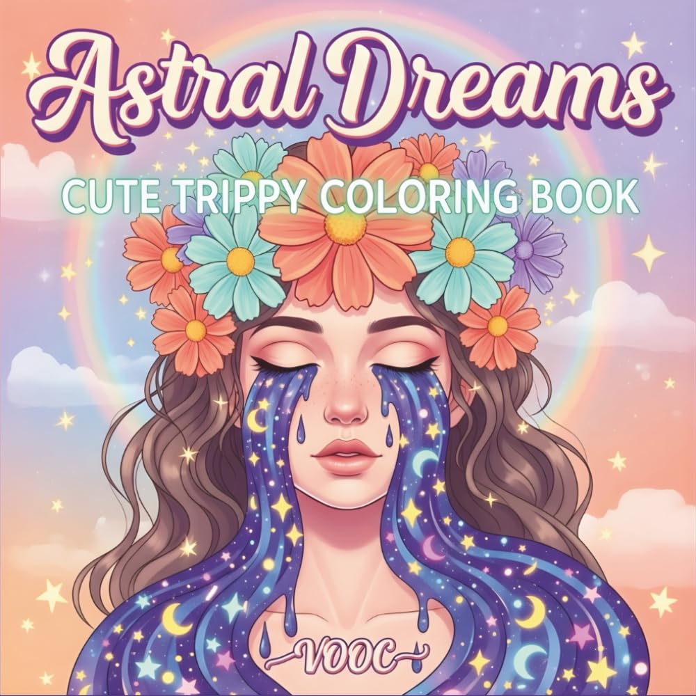 Astral Dreams : Cute Trippy Coloring Book Featuring Psychedelic Animals, Cosmic Creatures, and Surreal Fantasy Illustrations for Adults Mindful Relaxation and Creative (Groovy & Psychedelic Coloring)