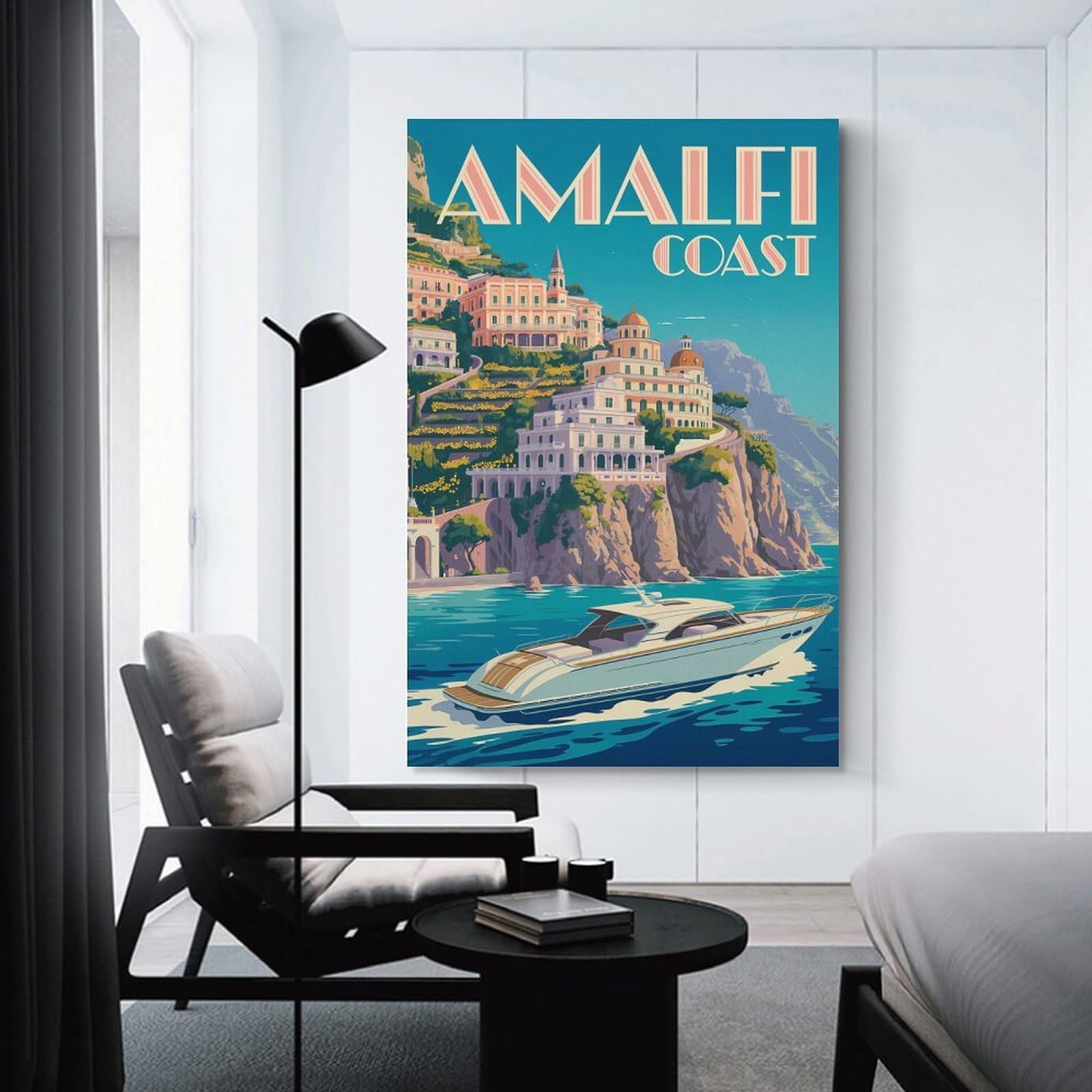 Junmoney Decorative Canvas Print Amalfi Coast Travel (3), 24x36inch(60x90cm), for Office, Study Or Home Workspace, Decorative Artwork for Productive Spaces