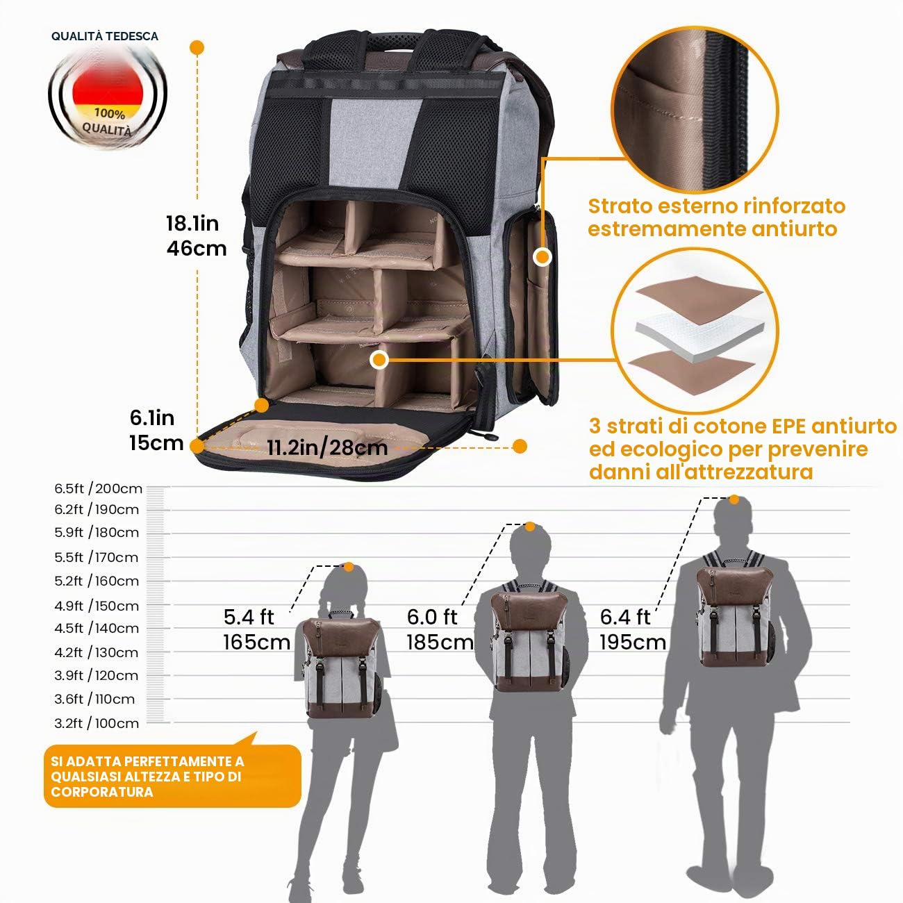 TARION Camera Backpack Waterproof Photo Backpack Mirror Reflex Camera Bag Certified Protection Class: IPX5 Waterproof Camera Backpack with Rain Cover for Men and Women