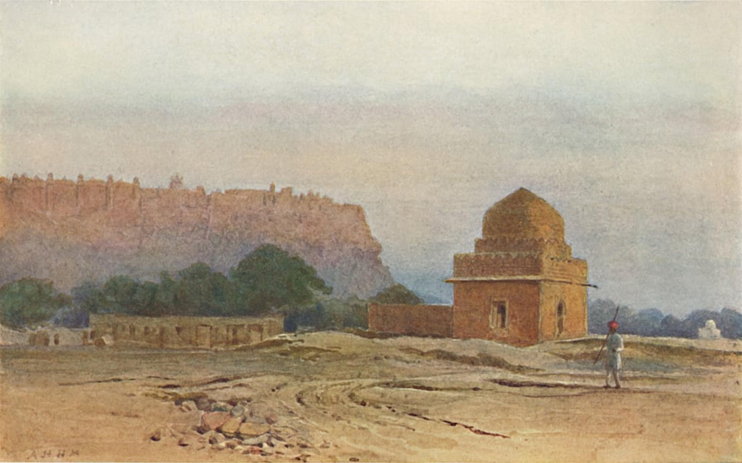 SERENDIPITP Vintage Wall Art Canvas Nordic Poster Canvas Print Picture Gwalior Fort Before Sunrise by Alexander Henry Hallam Murray Wall Art Poster for Home Decor 60x90cm