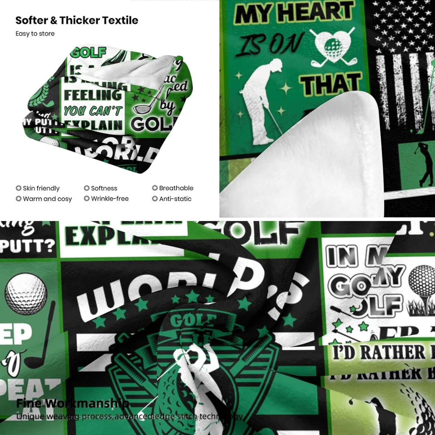 Funny Golf Blanket Gifts for Dad Golfers Men Unique, Flannel Golf Outings Throw Blankets Golfing Accessories Birthday Gifts for Women Kids Boys Adults Boyfriends Golf Lovers 50"X40" - Image 7