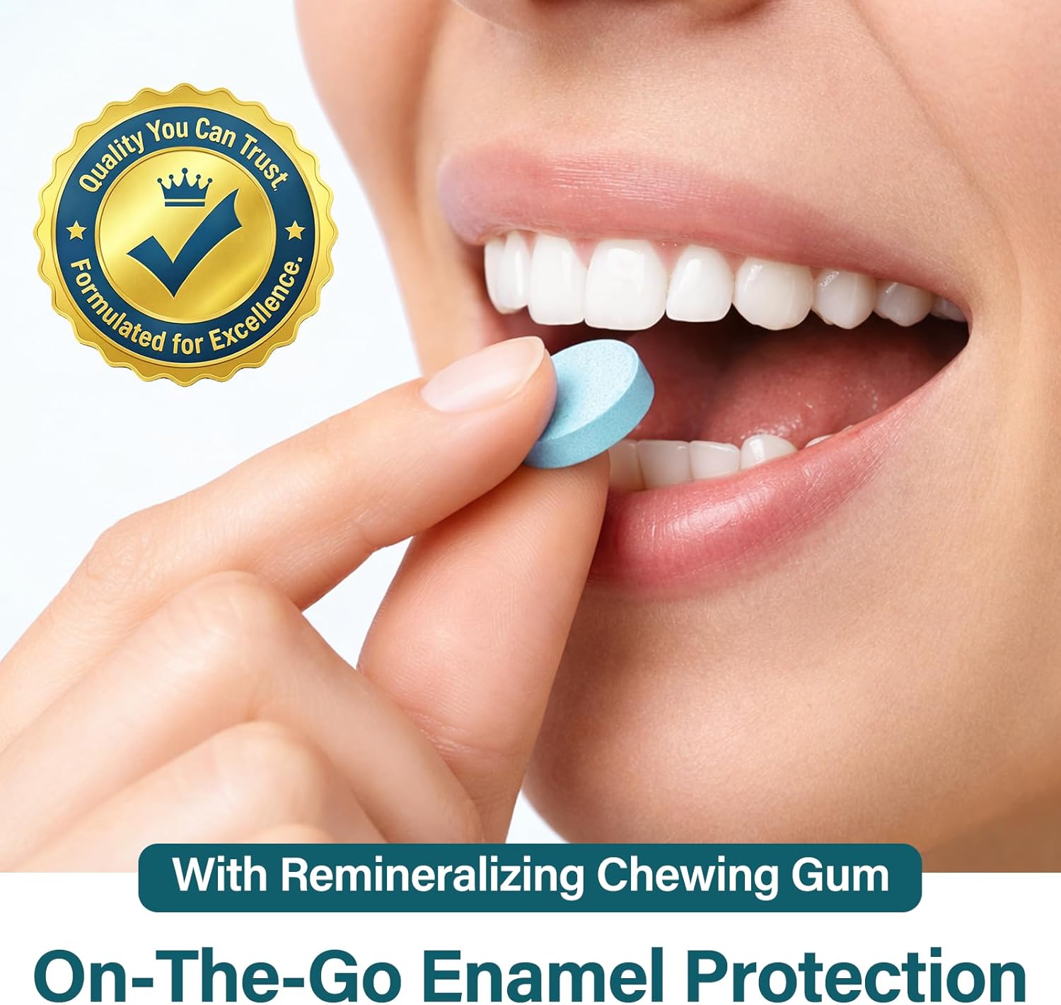 Remineralizing Gum, 45Pcs Hydroxyapatite Gum with Xylitol, Natural Enamel Strength Support, Effectively Cleans Teeth and Freshens Breath