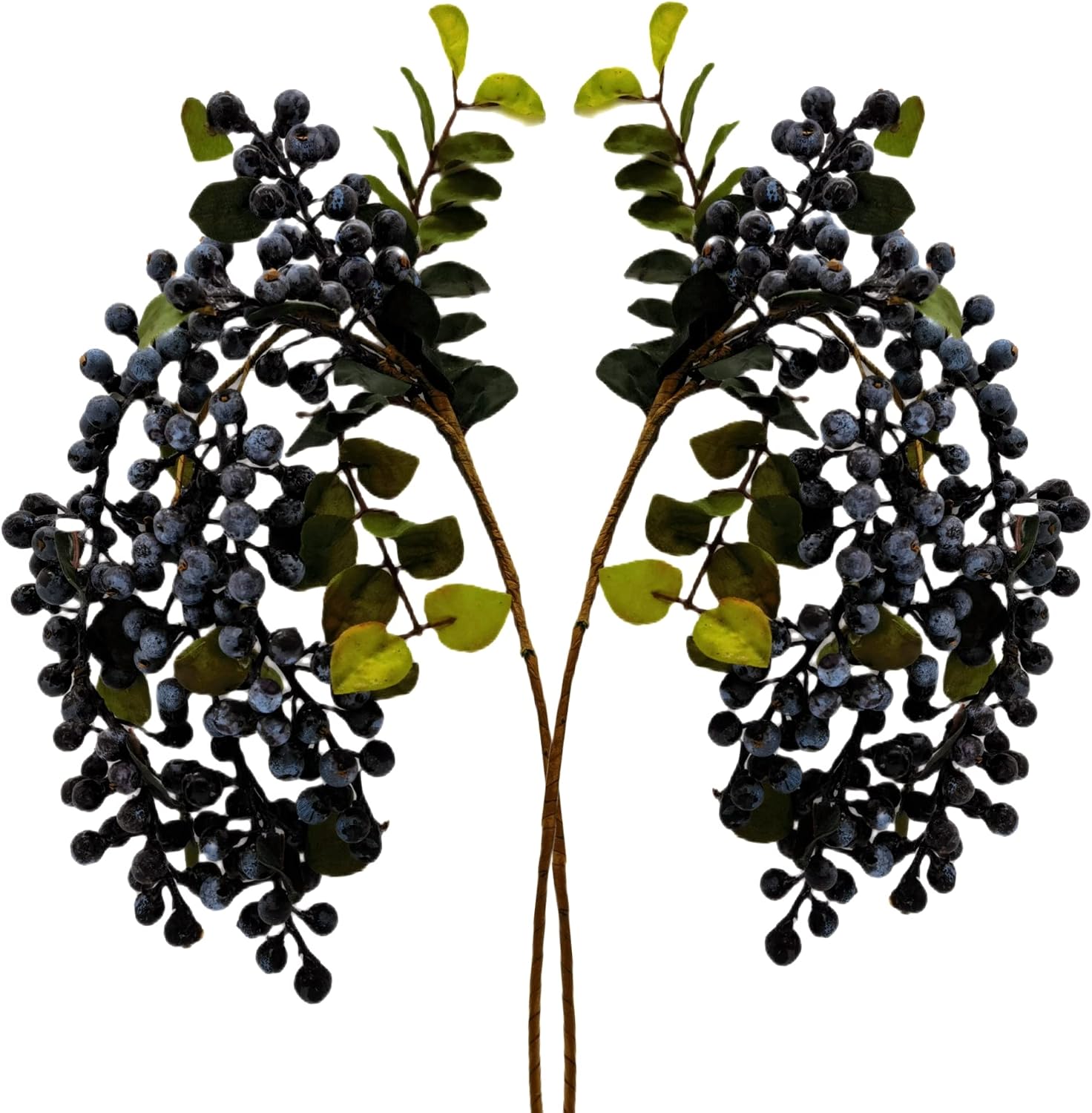 M2cbridge 2 Pcs Artificial Berries Plastic Foam Blueberry Christmas Picks Floral Arrangement 23" Tall (Blue)