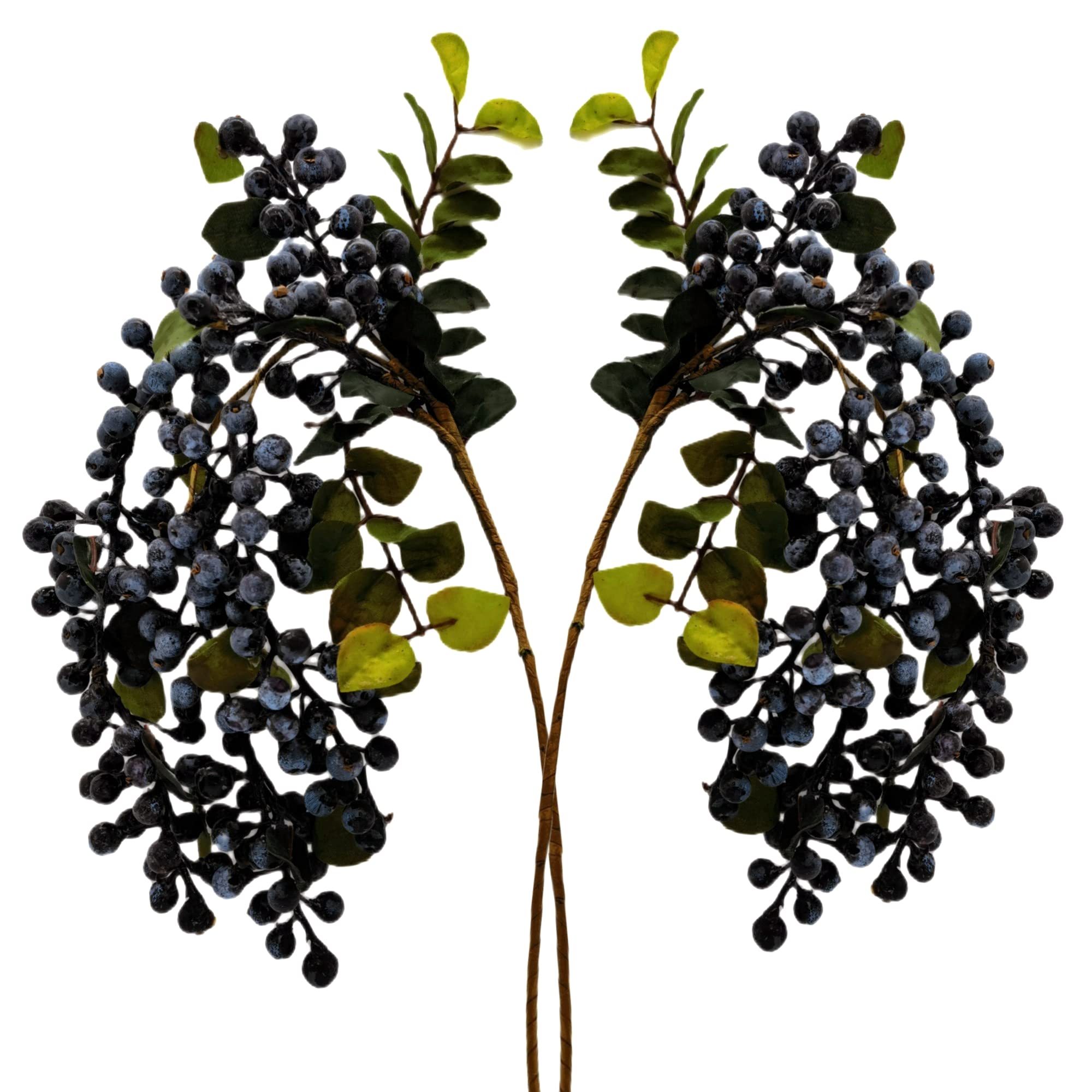 M2cbridge 2 Pcs Artificial Berries Plastic Foam Blueberry Christmas Picks Floral Arrangement 23" Tall (Blue)