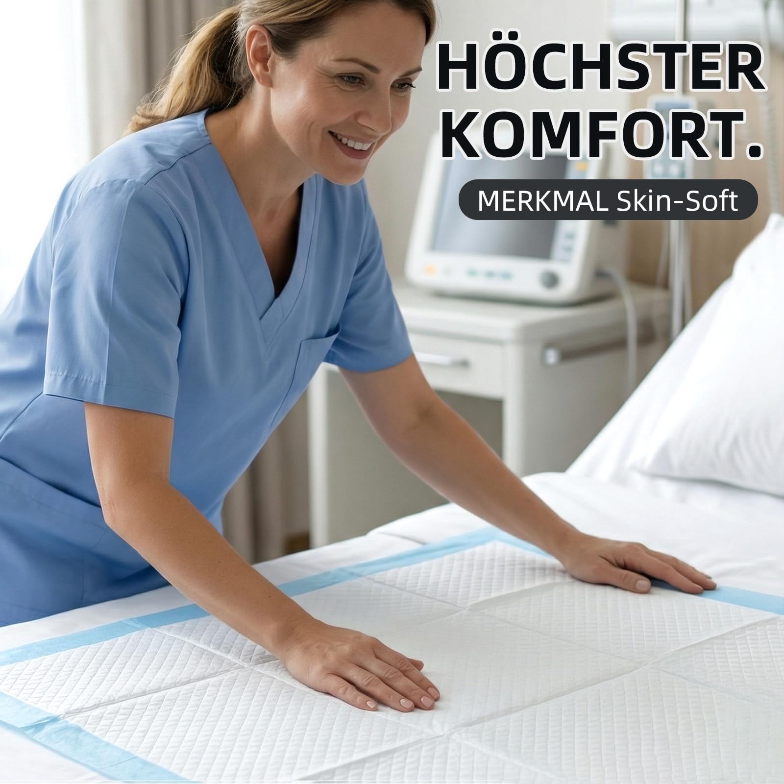 EasyVibe Wegwerf-Bettpads für Inkontinenz 60x90cm-60 Stück Betteinlagen Inkontinenz Einweg Erwachsenen, Heavy Duty Bettpads Inkontinenz, Einweg-Wickelunterlagen, Pee Pads Extra Large