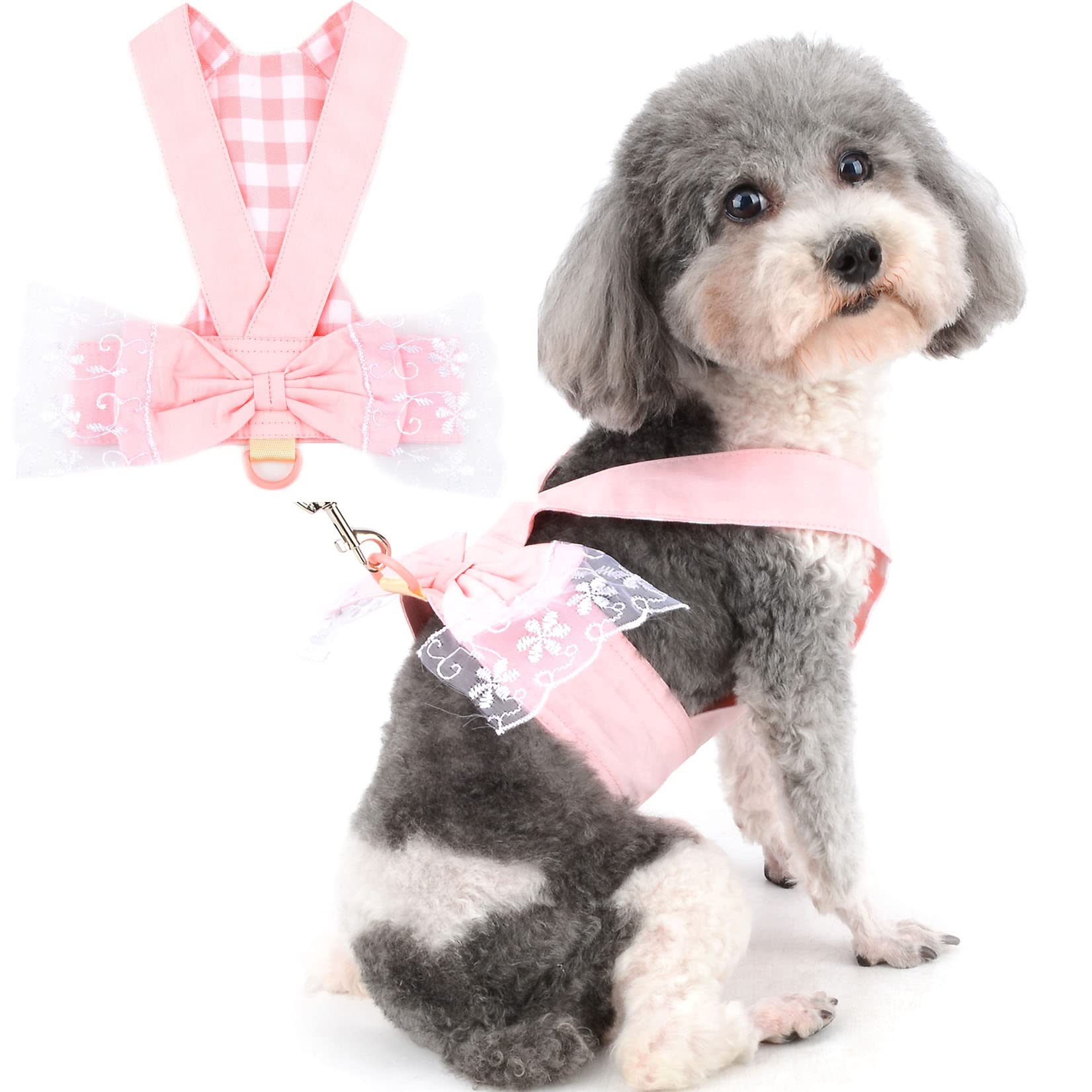 Zunea Dog Vest Harness for Small Dogs Girls No Pull Puppy Harnesses with Bow Cute Female Pet Chihuahua Harness with D-Ring for Leash for Walking Pink M
