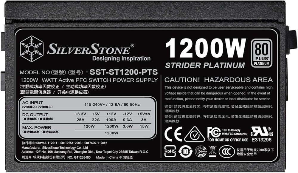SilverStone Technology 1200 Watt Fully Modular 80 Plus Platinum Power Supply in Ultra Compact 140MM in Depth thumbnail 5