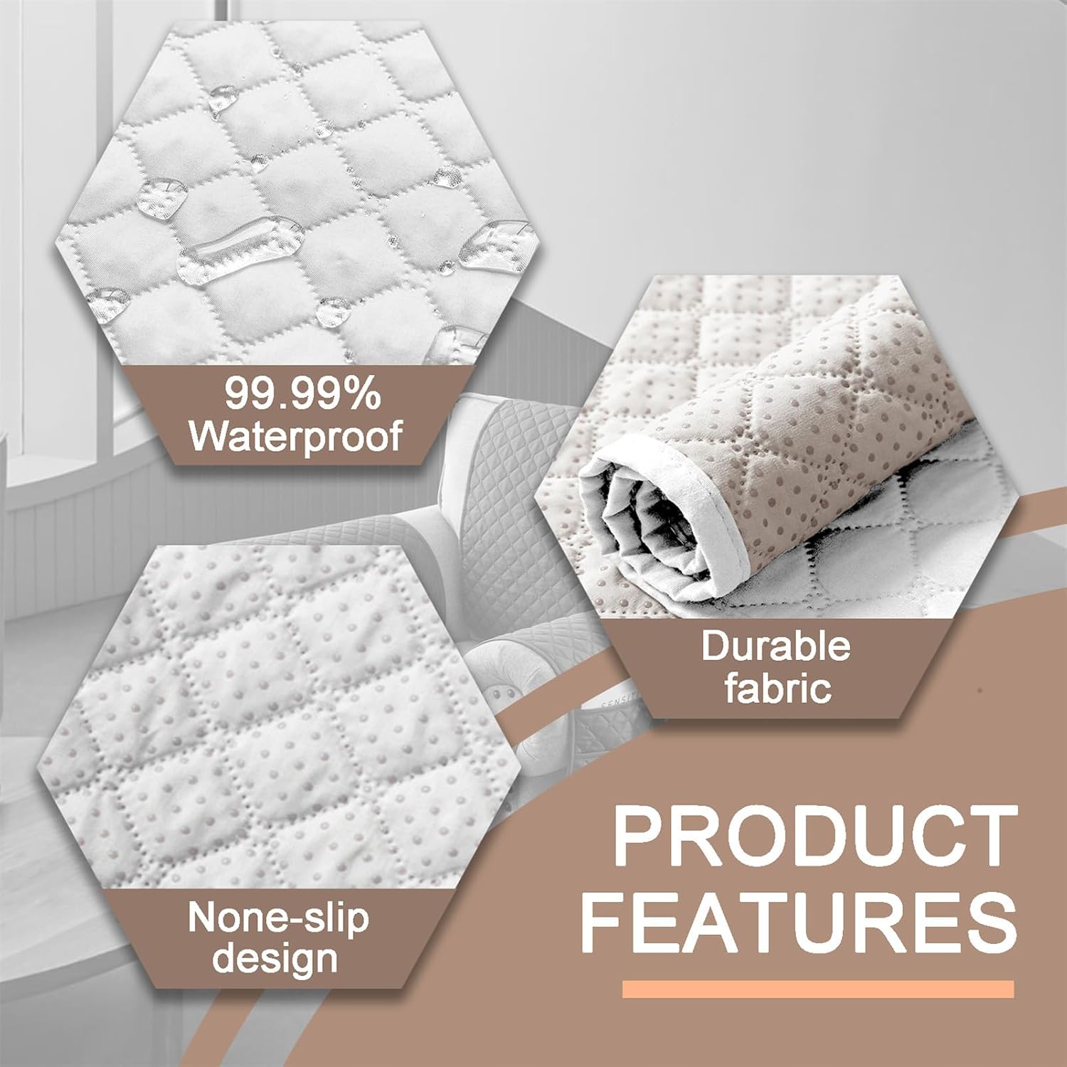 3-, 4-, or 5-Piece Quilted Recliner Armrest and Headrest Covers Set image 3