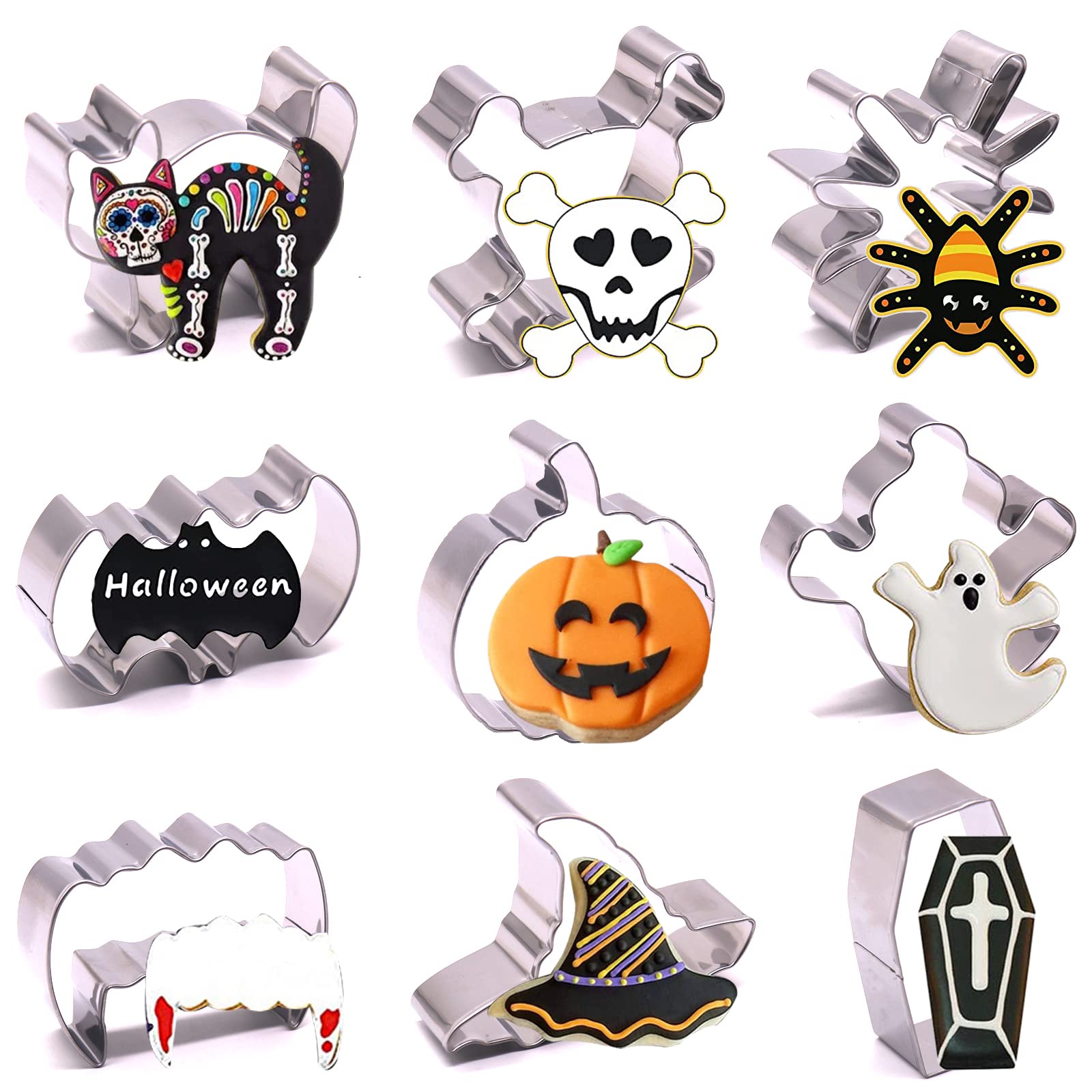 Cookie Cutter Juego De Cortador De Galletas Para Halloween, Mold De Acero  Inoxidable Para Prensar Galletas Con Forma De Calabaza, Fantasma, Araña,  Sellos De Galletas, Molde Para Galletas Fondant - AliExprs Cortadores, image size:1600x1600
