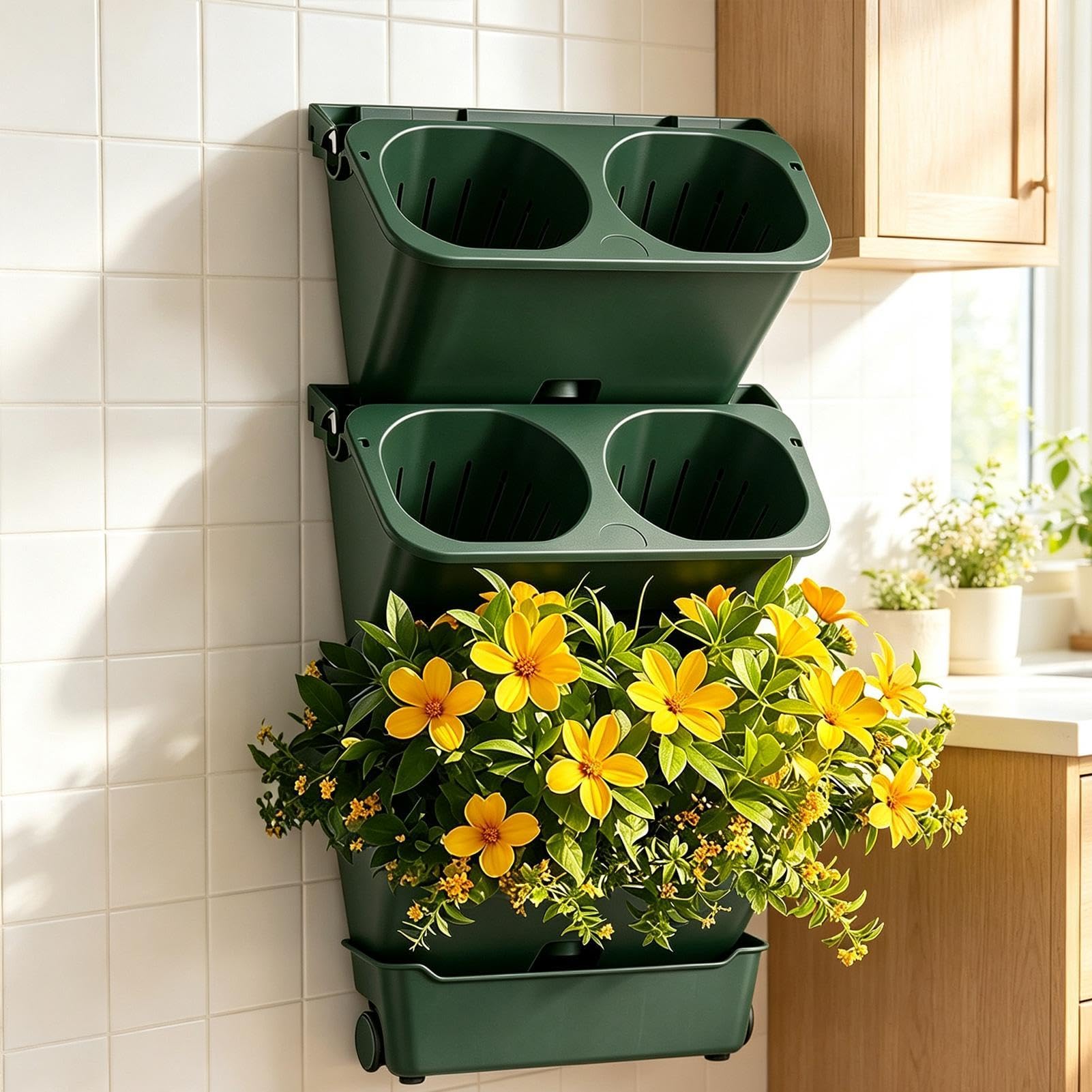 Pot de fleurs mural auto-arrosage vertical pour