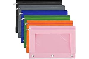 EOOUT 6 Pack Pencil Pouches for 3 Ring Binder with Grommets