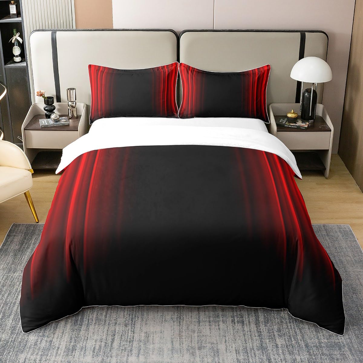 Housse de couette enfant en coton abstrait rouge pour chambre moderne