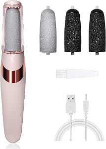 UQQU Electric Foot File, 4in1 Electric Callus Removers for Feet, Rechargeable Electric Foot Callus Remover Pedicure Kits, Removes Dry Skin for Smoother Feet, Foot Care for Dead Skin - Pink