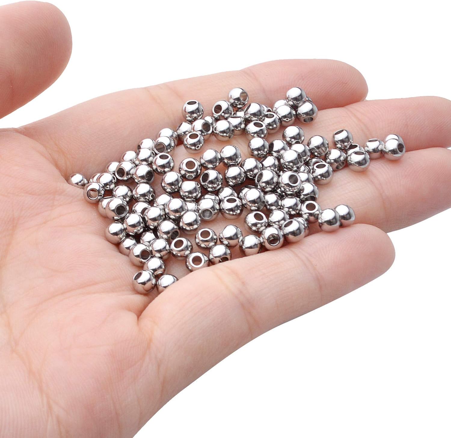 200pcs Loose Spacer Beads, 4mm Stainless Steel Round Seamless Spacer Smooth Beads for Necklace Bracelet DIY Jewelry Making - Image 6