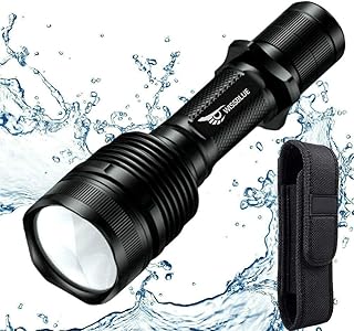 WISSBLUE H1 3800 Lumen Rechargeable Tactical LED Flashlight Military Grade With Leather Holster, Tactical Flashlight High Lumens for Hiking, Camping, Hunting