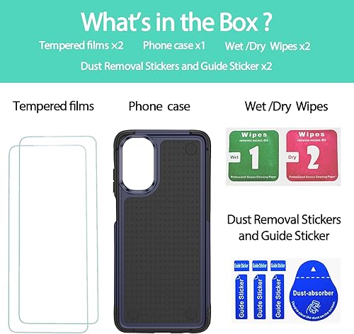 Miniatura 2 de Jeylly Funda para Motorola Moto G 5G 2022, con 2 protectores de pantalla de vidrio templado, doble capa de policarbonato duro, TPU suave,