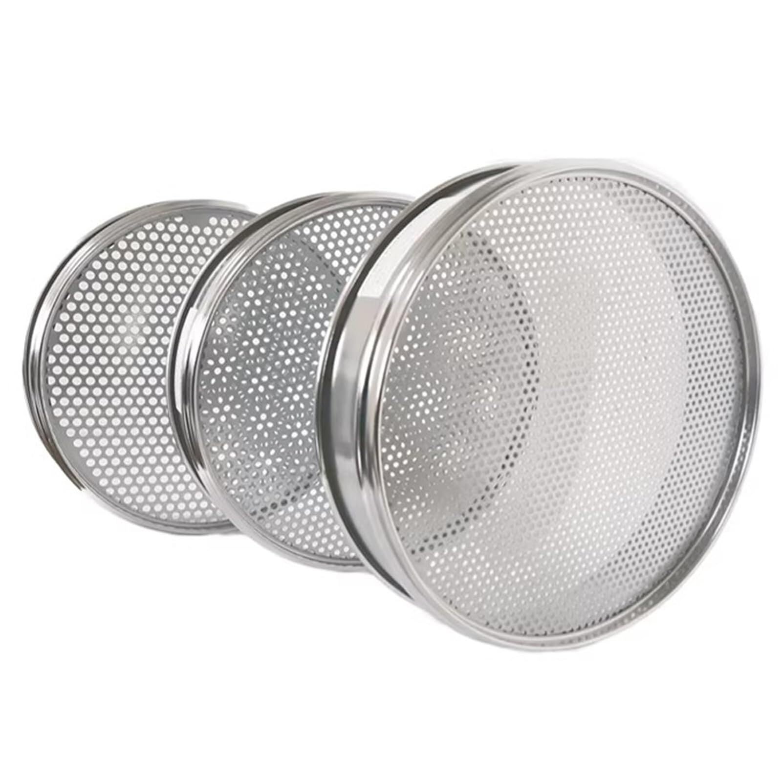 10 Schichten Kaffeebohnensieb, 304 Edelstahl, Präzisionssieb-Set mit Bodenschale, 20,3 cm rundes Sieb, 12-21 Mesh, für Zuhause, Café, Labors