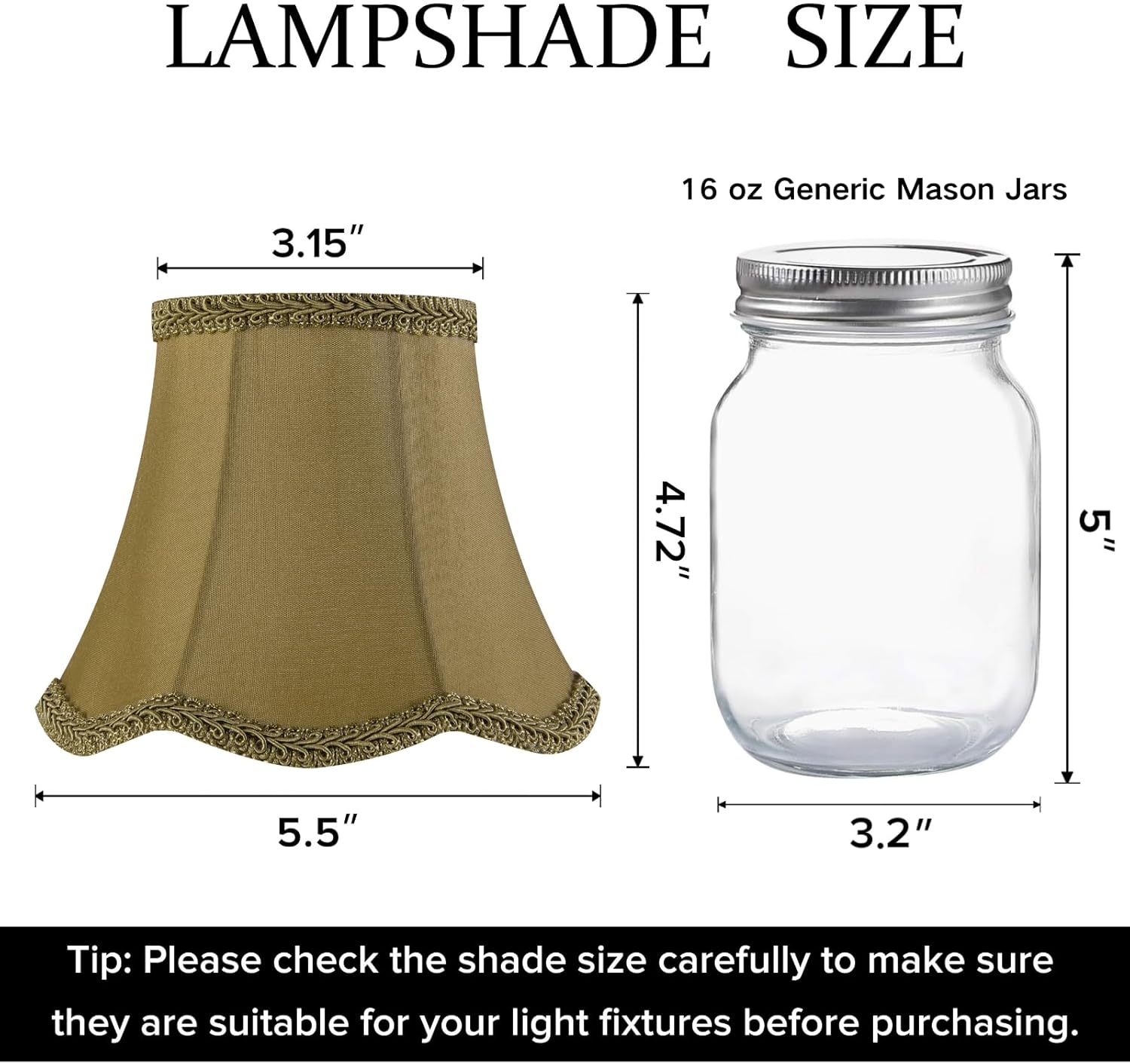 GO&SO 6-Pack Dark Tan Silk Chandelier Lamp Shades with Dark Tan Petal Trim,(3.15"x5.5"x4.72") Small Lamp Shades Clip on Bulb for Chandelier/Table/Wall Lights,Nordic Style Fabric Bell Lamps Shade