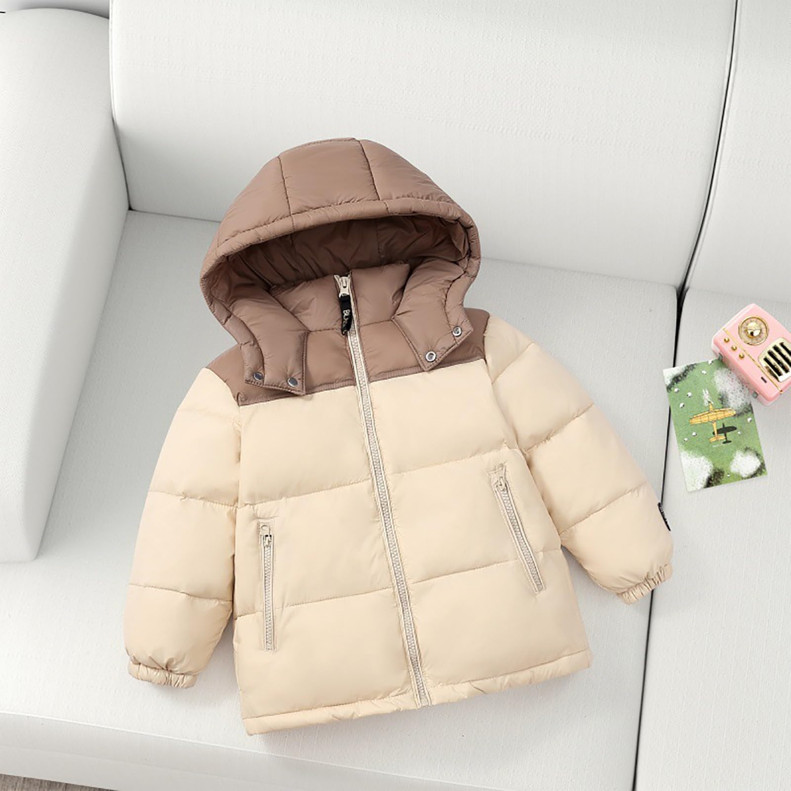 Doudoune d'hiver chaude pour garçons - Manteau rembourré en duvet épais et confortable - Vêtements d'extérieur matelassés pour l'extérieur