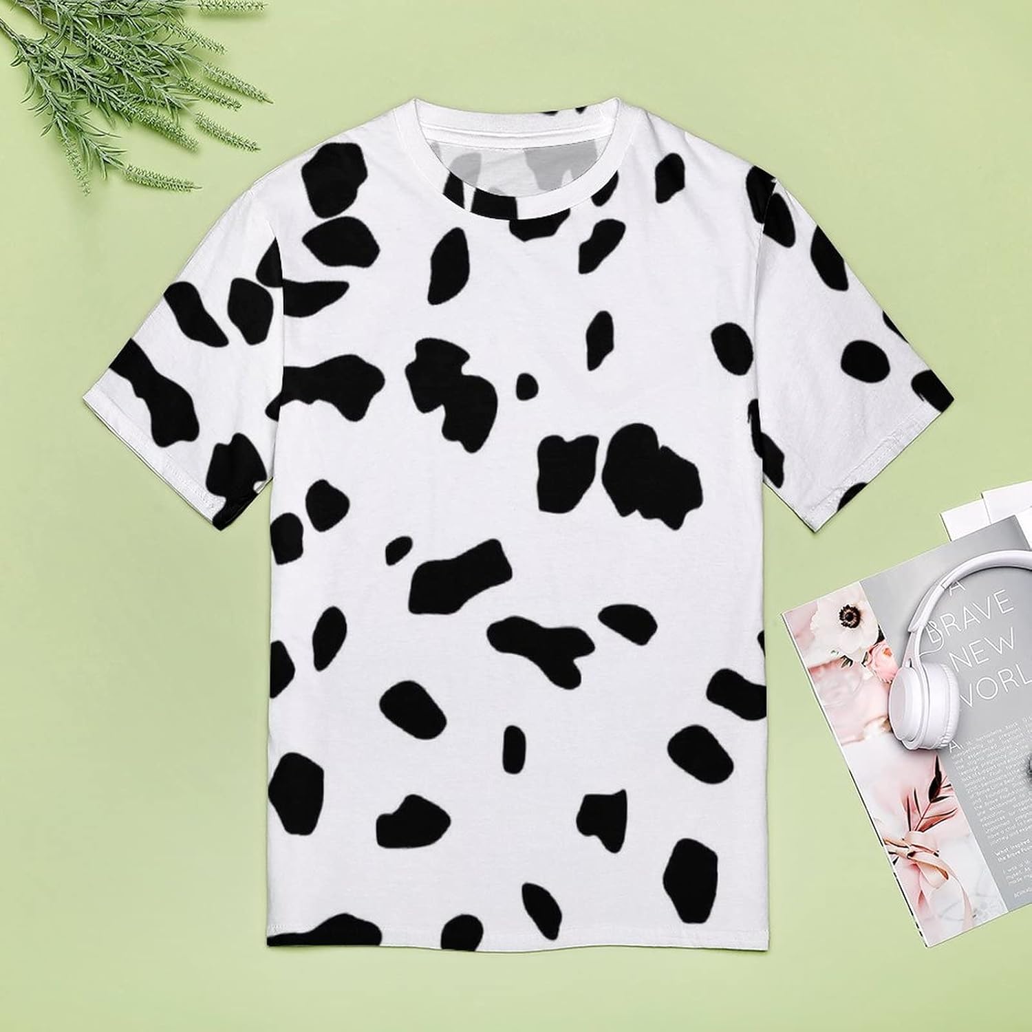 Bagea-Ka Dalmatian Dog Print Womens Graphic Printed T-Shirt Short Sleeve Casual Tees Tops - Image 3