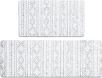Vista 12 de FRESHMINT Juego de 2 tapetes de cocina antifatiga para piso, impermeables y antideslizantes, estilo bohemio, tapete de cocina acolchado para estar