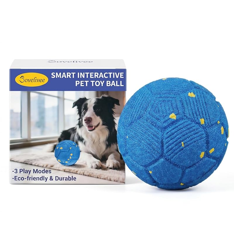 Bola interativa para cães com rebote automático em E-TPU SOVELIVEE Azul