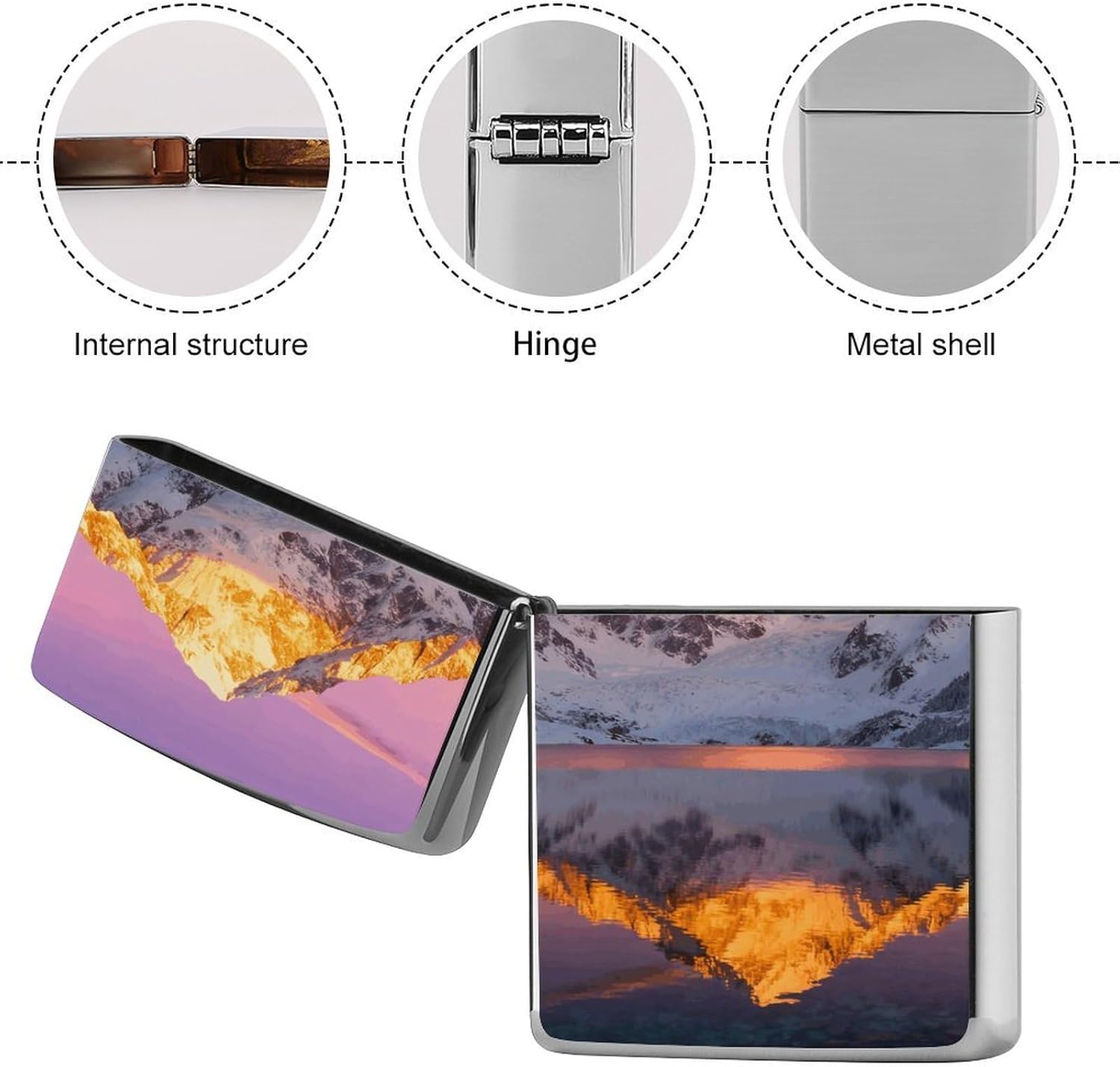 Snow Mountain Lake Lighter Case Cover Metal Lighter Pouches image 5