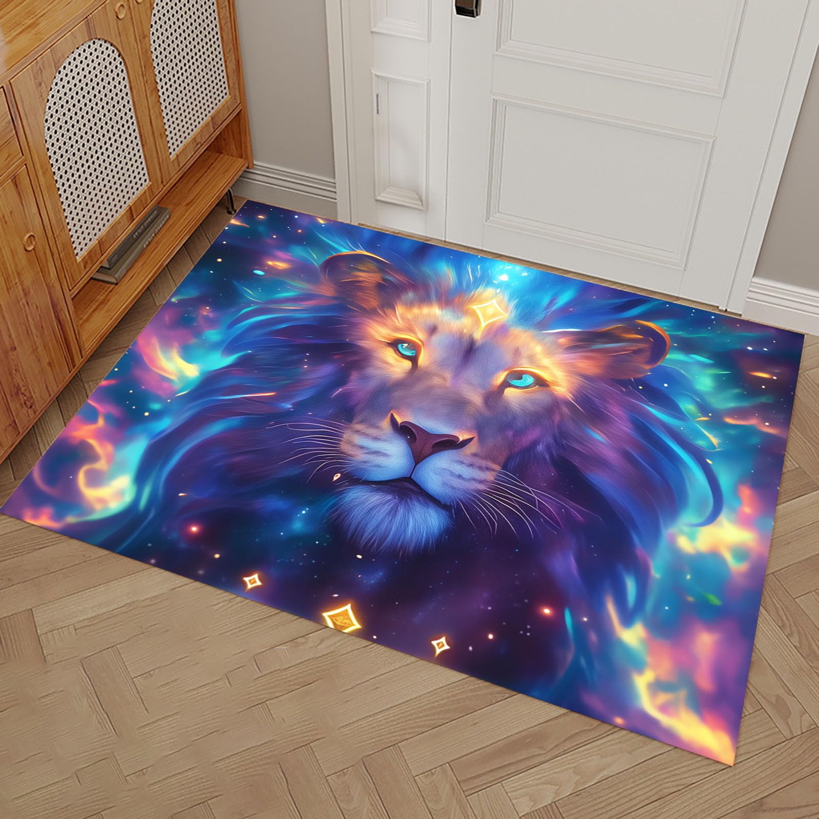 Paillasson Lion Fantastique Bleu - Tapis d'Entrée Accueillant et Confortable