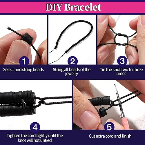 Miniatura 6 de FANDAMEI Cuerda elástica de 0.039 in para cuentas, cordón elástico para hacer pulseras, cordón elástico para hacer joyas, hilo resistente para