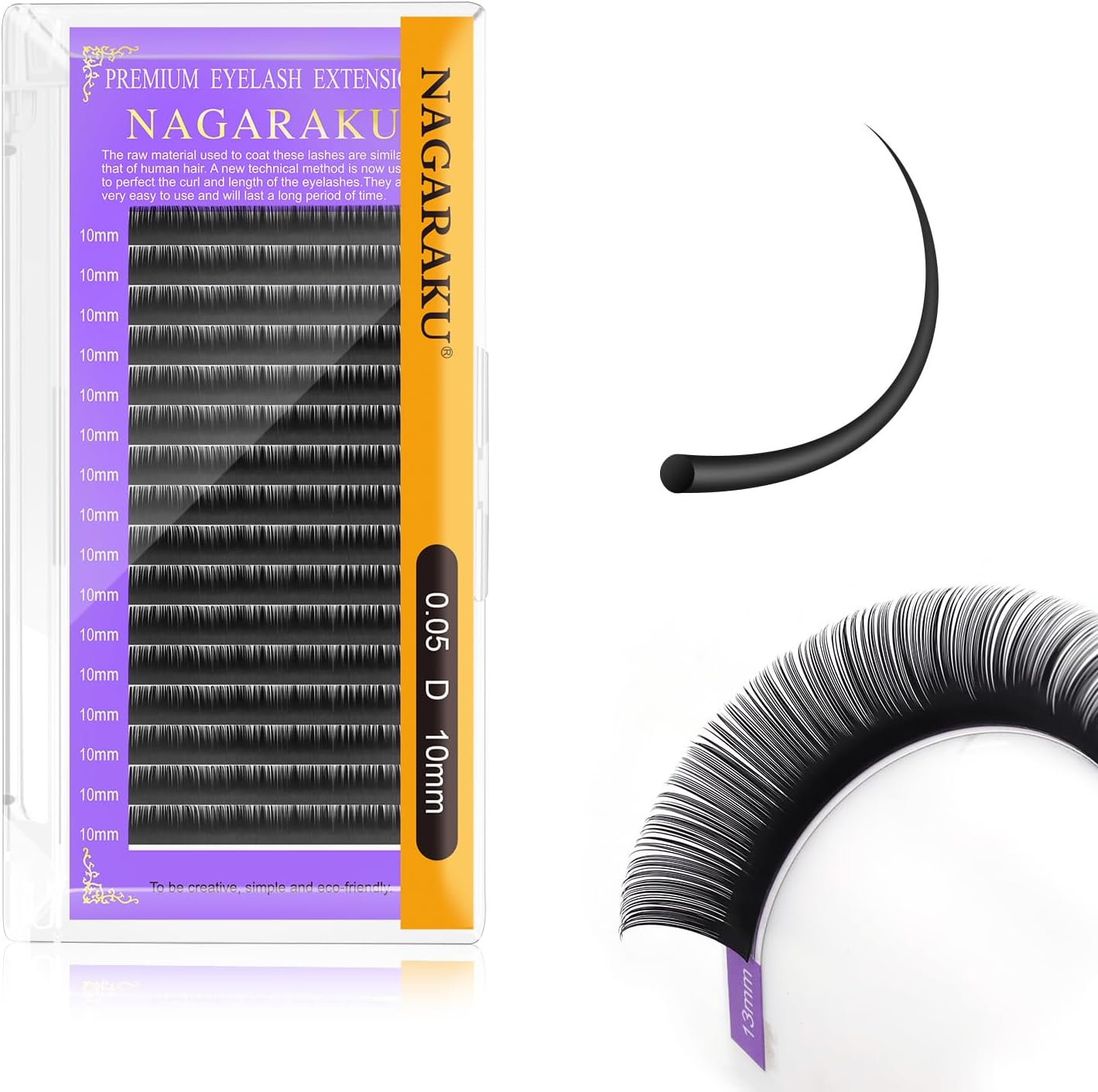 NAGARAKU Extension Eyelash 0.05 D Curl 10mm Mix Matte Black Individual Volume Lash Extensions Classic 1:1 Lash Extensions Soft Matte Black Single Eyelashes Natural Semi Permanent Eyelashes 16 Rows