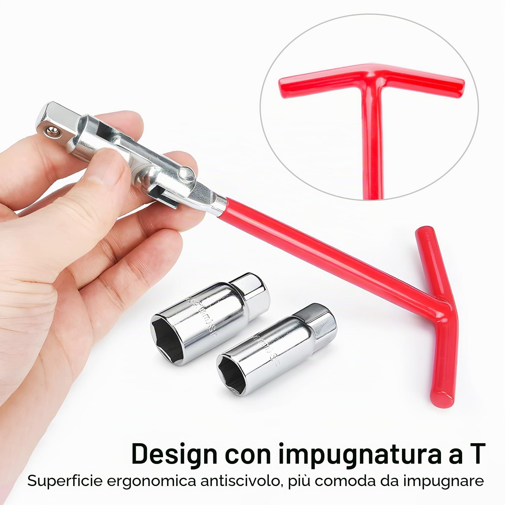Set Chiavi Candela 16mm 18mm 21mm con Impugnatura a T per Auto e Moto