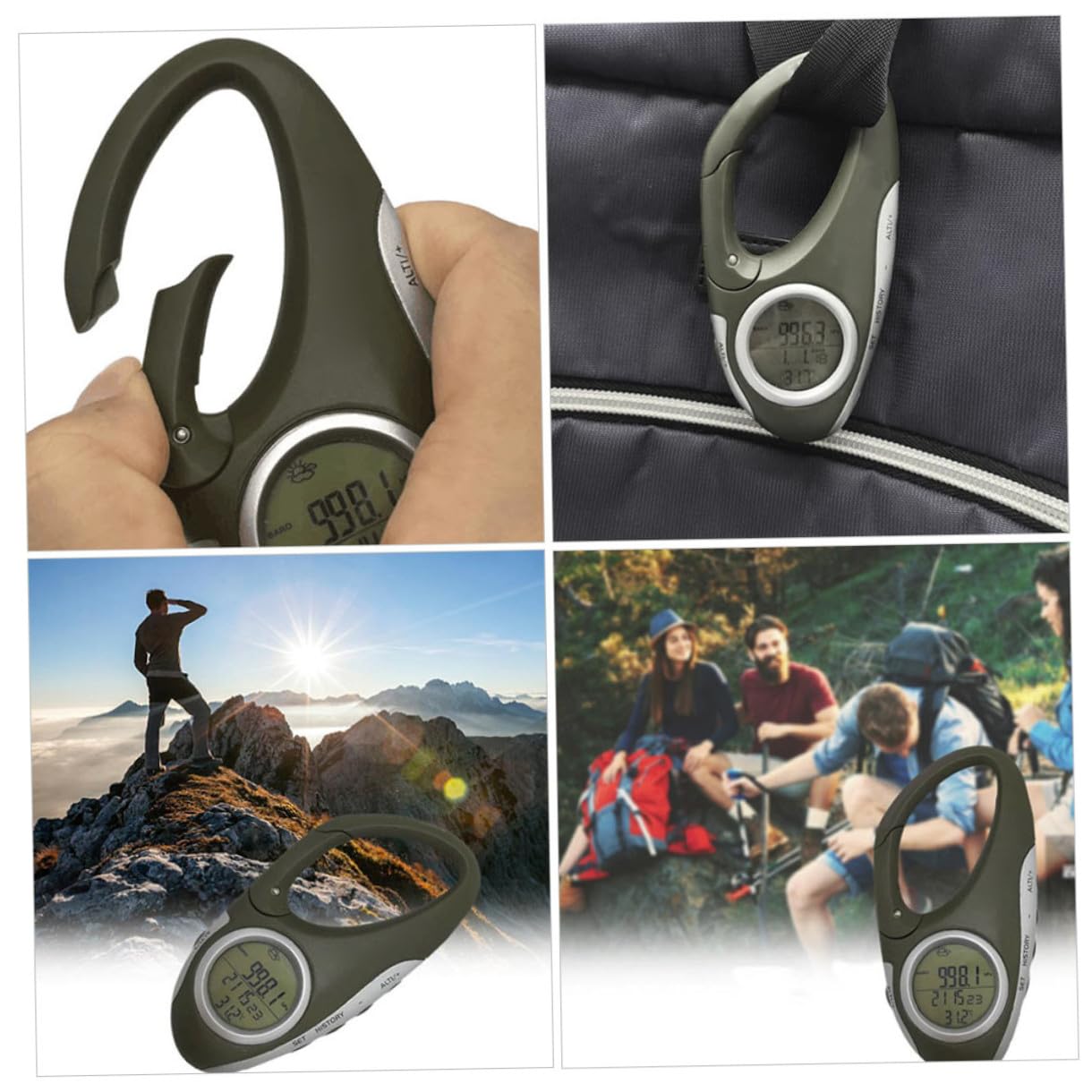 KOMBIUDA Altimetro Barometro Portatile Moschettone, Misurazione di Altitudine e Temperatura, Leggero in ABS per Alpinismo