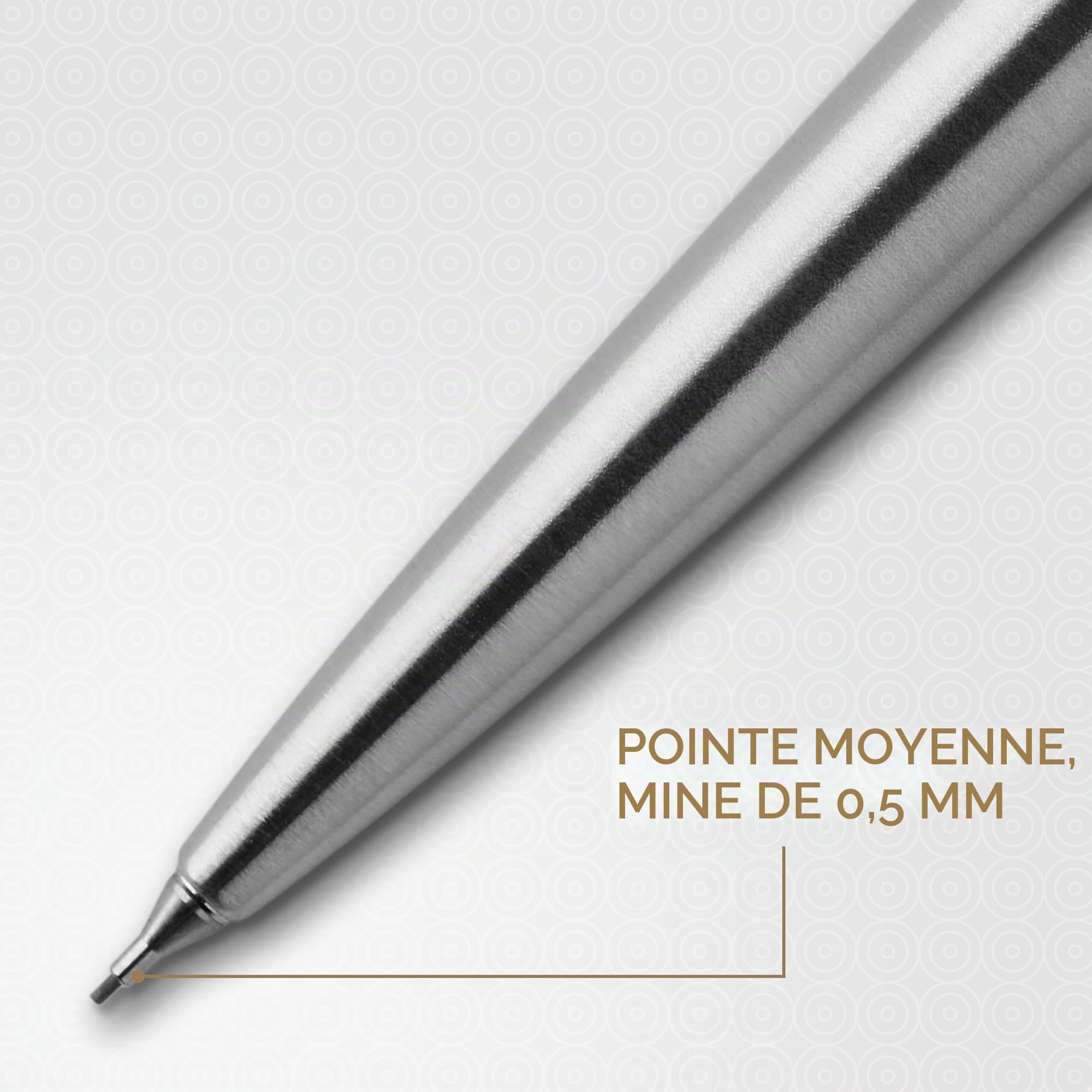 Parker Jotter Duo Coffret-cadeau avec Stylo Bille et Portemine criterium (0,5mm) | Acier inoxydable avec attributs chromés | Fourniture scolaire | boîte de 2