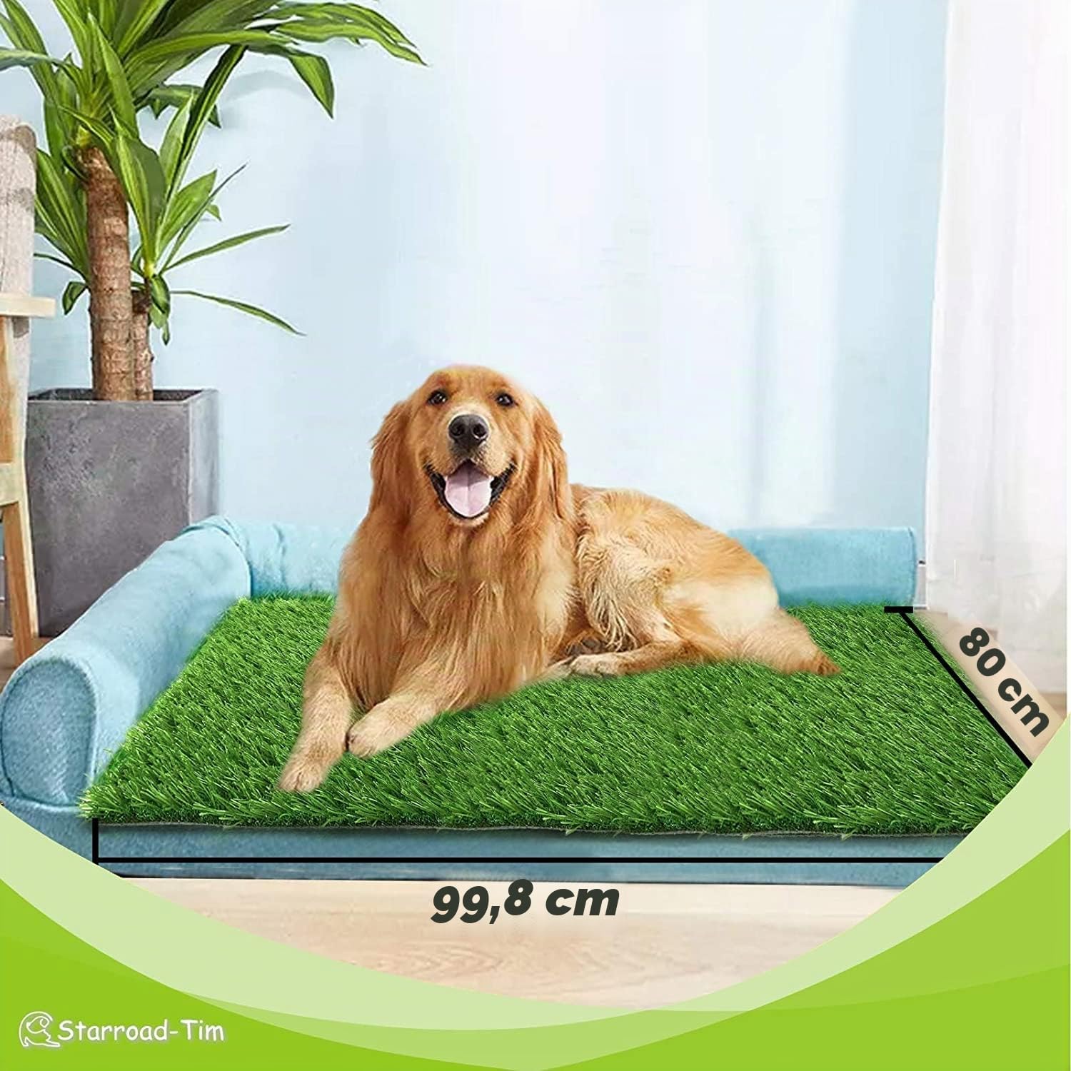 80 * 100 cm Lettiera per cani con erba sintetica per esterni, lettiera per cani per casa, lettiera per cani per appartamento, lettiera per cani per balcone, tappetino riutilizzabile per