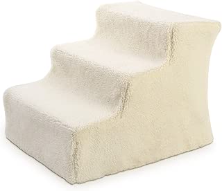 femor Hundetreppe Haustiertreppe Pet Walk Treppe Einstiegshilfe Plüschbezug Beige（45x35x30cm）/Grau（65x45x40cm） im test