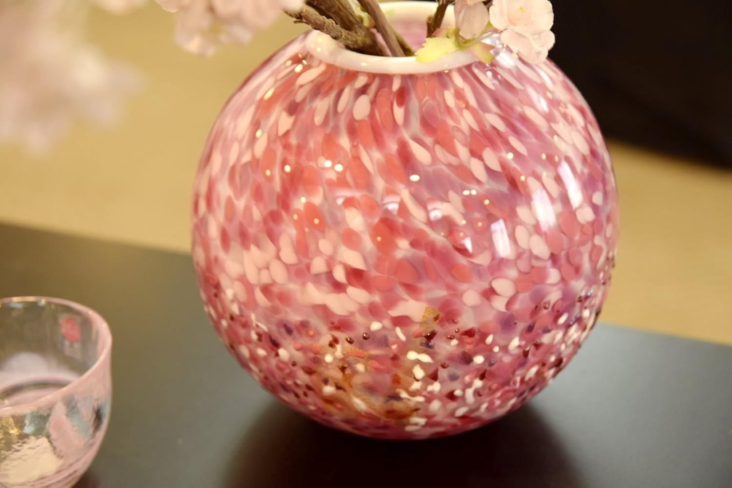アデリア(ADERIA) 津軽びいどろ 弘前桜丸花器 花あかり日本製