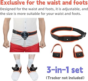VR Tracker Straps Waist+Feets 3 in1(New Model for 2024), for Vive Tracker, Ultimate Tracker, Tundra Tracker Full Body Tracking Belt in VR Chat, Dance Dash, and Other FBT apps