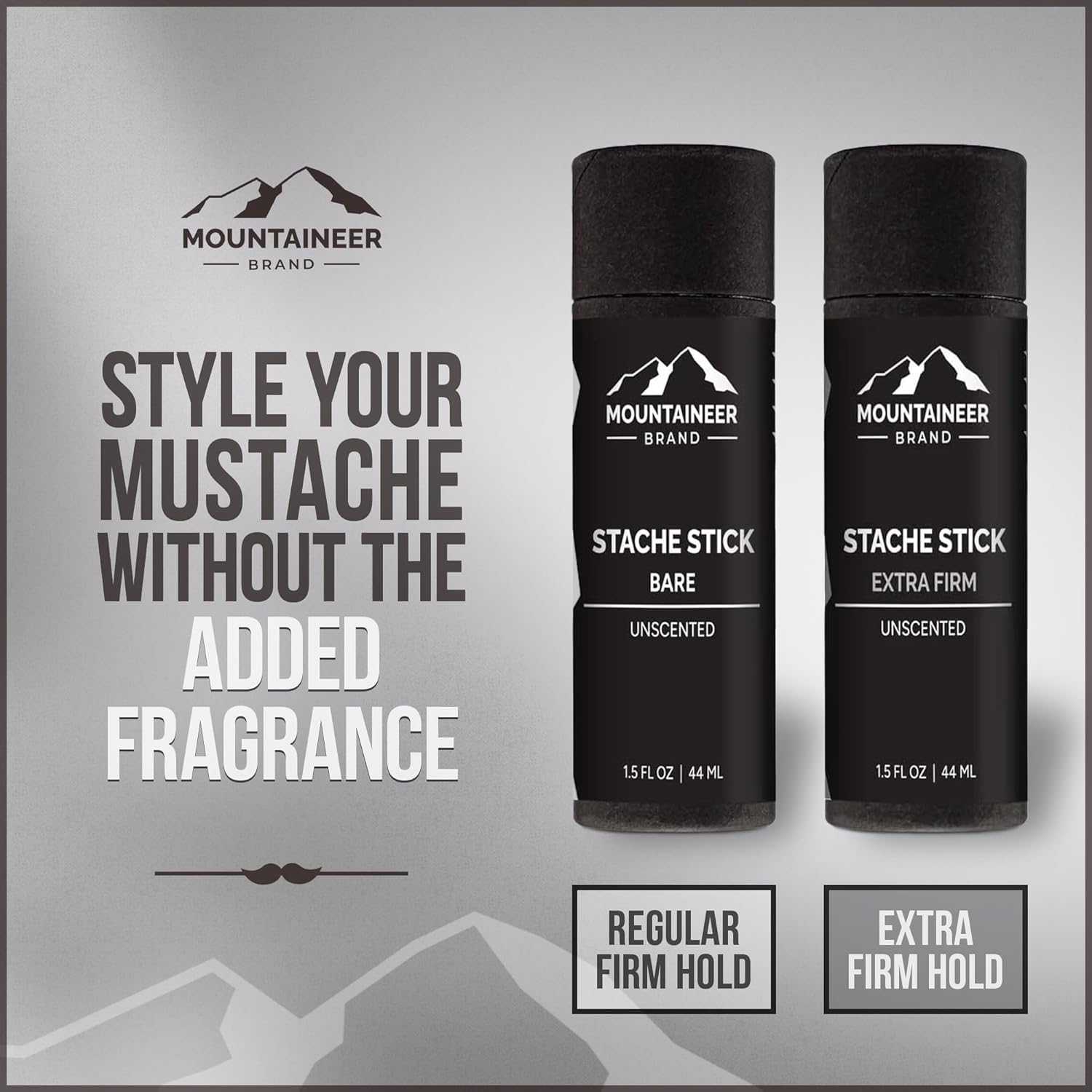 Mountaineer Brand Stache Stick | Mustache Wax for Men | 100% Natural Beeswax and Plant Based Oils | Grooming Beard Moustache Wax | Smooth, Condition, Styling Balm | Extra Firm Hold 1.5oz