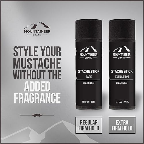 Miniatura 4 de Mountaineer Stache Stick  Cera firme para bigote para hombres  Cera transparente para bigote y barba  Fuerte sujeción sin peso añadido  Aroma