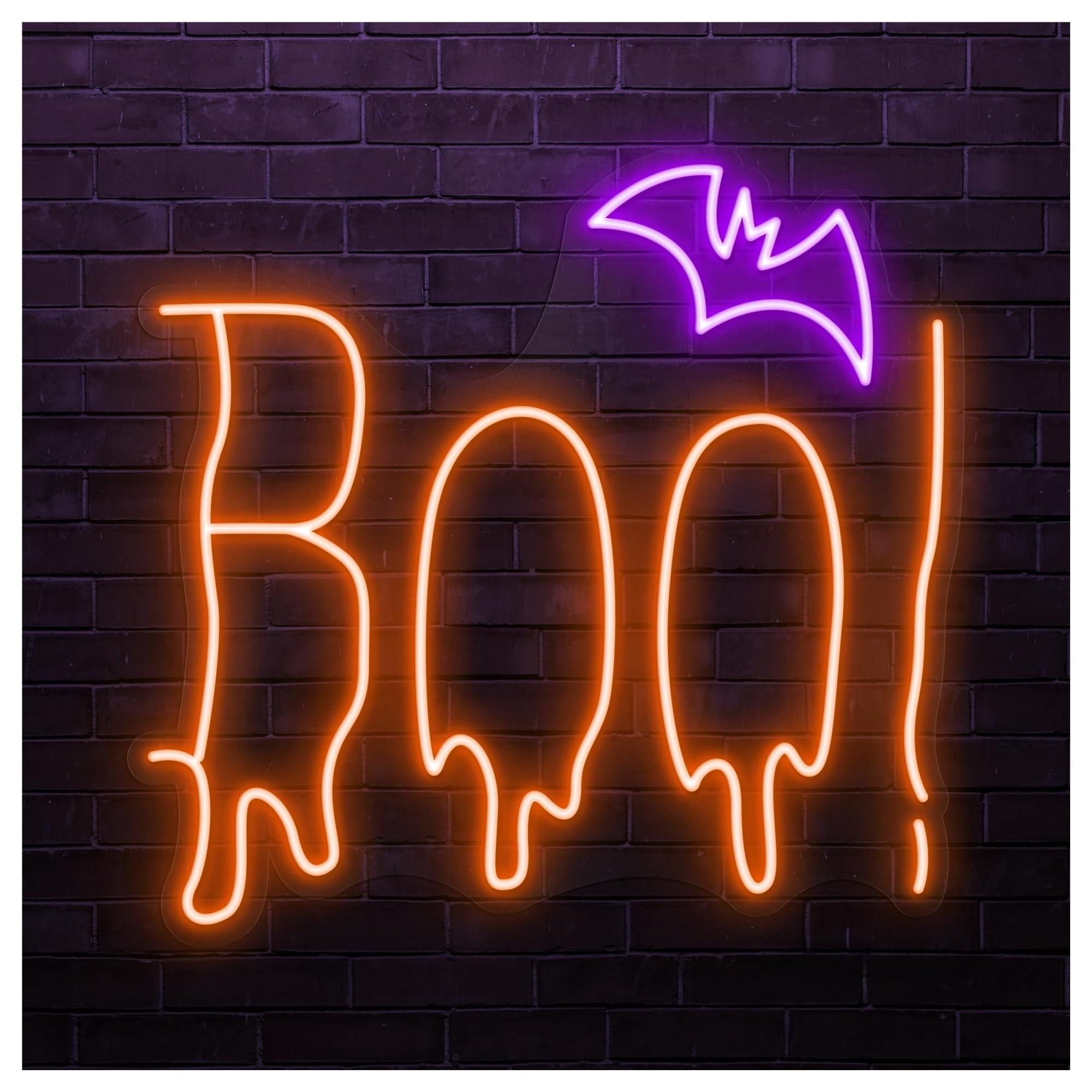 RONGCH Hanging Art Signs Boo Bat Neon Sign, Suitable for Home Bar Art Decor with Brightness Adjustable 46cm