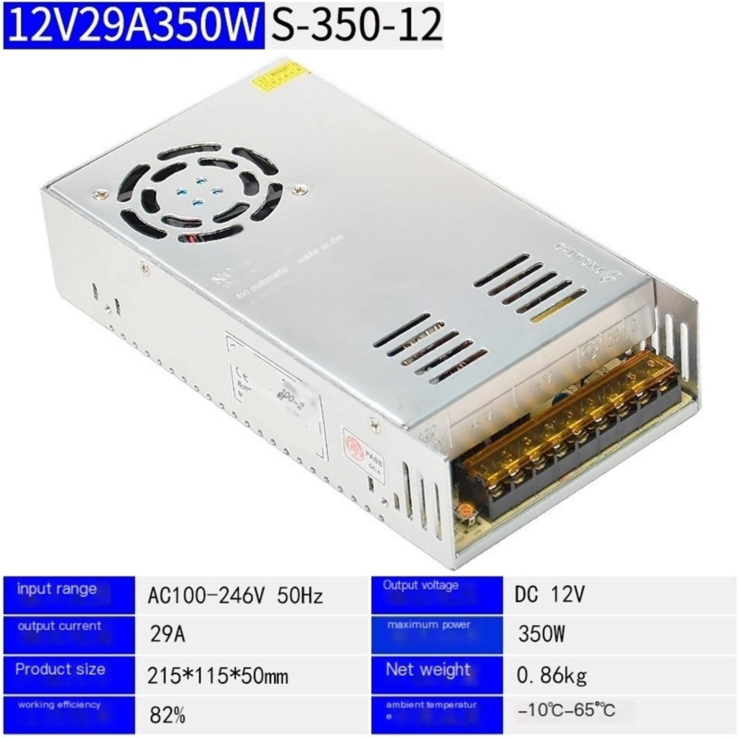 220 RPM 12v Switching Power Supply led Light Strip Mobile Phone Counter Shelf Display Cabinet DC Transformer(12V29A350W)