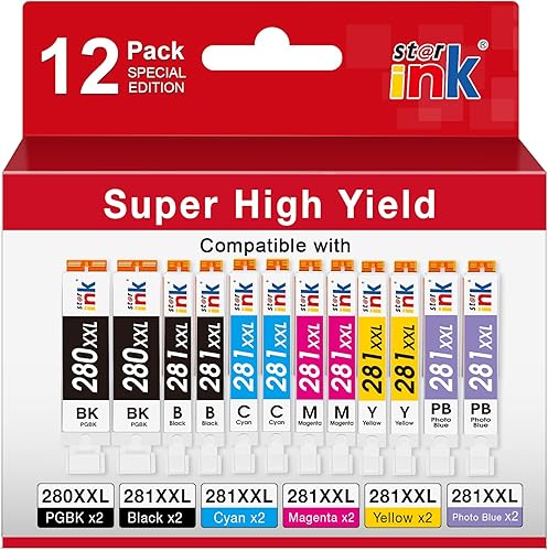 PGI-280XXL/CLI-281XXL Reemplazo para Canon TS9120 Cartucho de tinta compatible con Canon Pixma TS8320 TS9120 TR8520 TR8620 TS8120 TS8220 TS8300