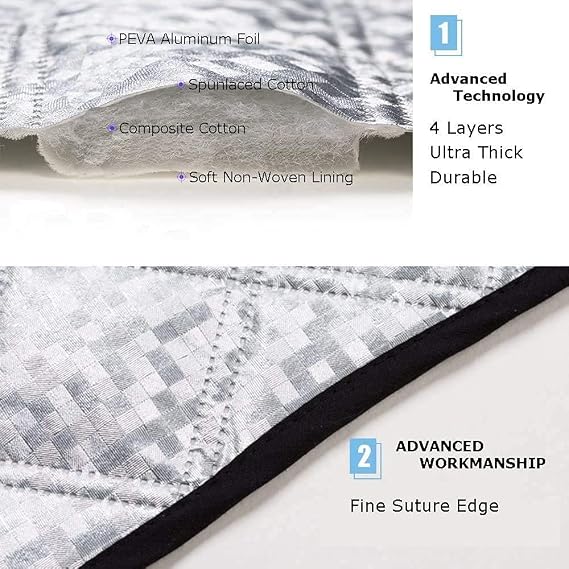 Car Windshield Cover, Heavy Duty Ultra Thick Protective Windscreen Cover - Snow Ice Frost Sun UV Dust Water Resistentin all Weather (147x100)