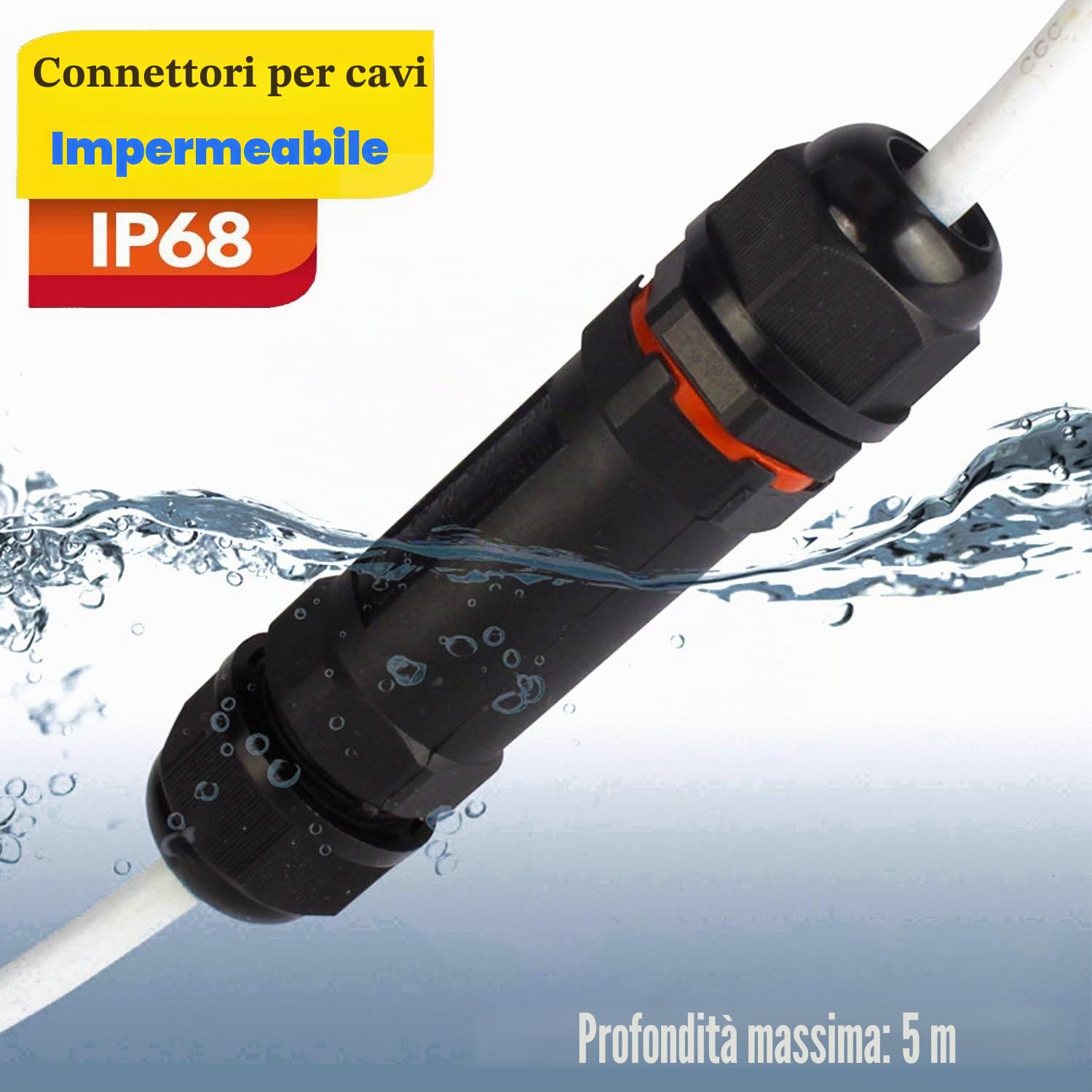 Scatola di Giunzione Impermeabile IP68, 3 Pezzi Connettore Stagno Manicotto di Collegamento Cavo Sotterraneo del Area Esterna 3 Poli per Diametro del Cavo Ø1-13mm