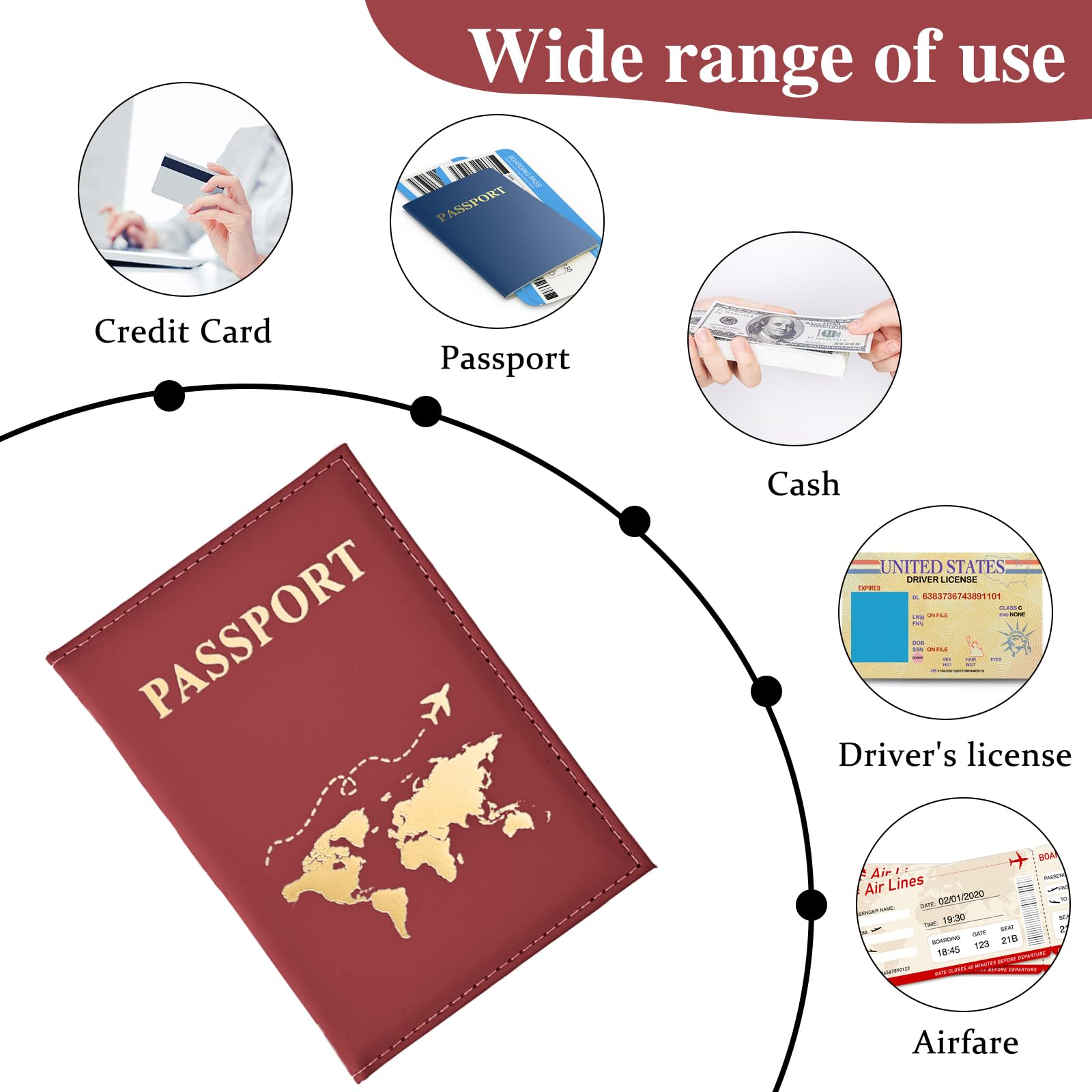 3 Pièces Protège-Passeports, Protege Passeport Francais, Matériau en Cuir PU, Utilisation pour Le Rangement des Passeports Lors des Voyages en Famille et des Déplacements Professionnels