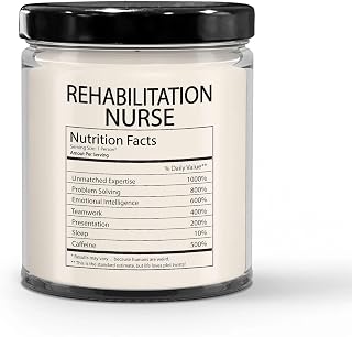 Funny Gifts for Rehabilitation Nurse Nutrition Facts Label - Christmas Candle for Recovery Nurse Rehab Specialist Employee Boss - Thank You, Birthday - Vanilla Scented Soy Wax, 9oz