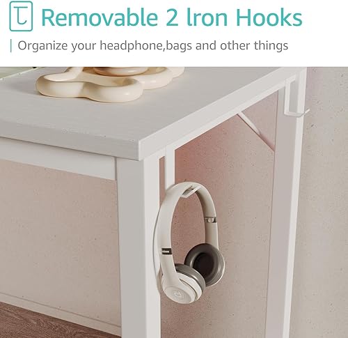 Miniatura 28 de Lufeiya Escritorio para computadora de 40 pulgadas con toma de corriente, mesa de estudio para adolescentes de 39 pulgadas, escritorio de trabajo en