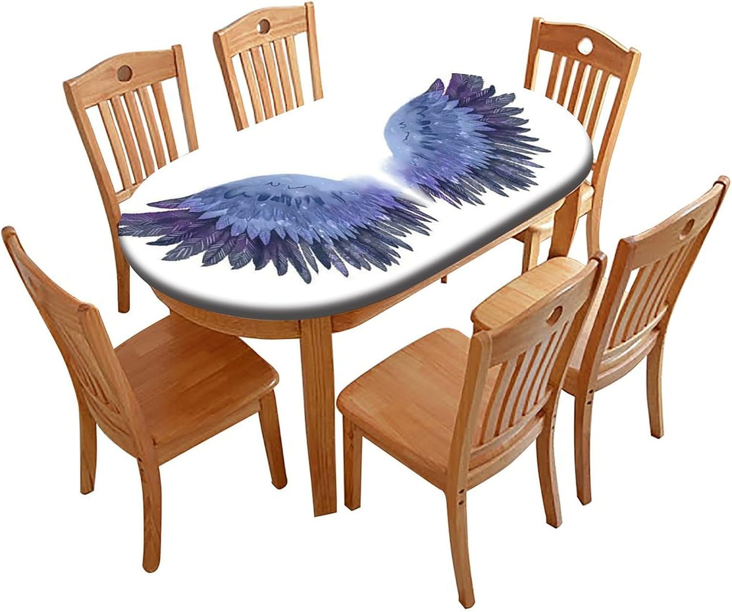 Floral Pattern Printed on Table Padding Under Tablecloth, Table Cloth with Elastic Fitted Edges, Table Protectors Pads for Dining Room Table, Fits for 60" x 84" Oval Table